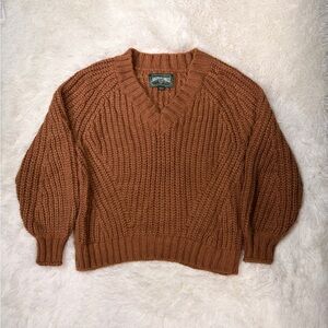 American Eagle Outfitters Warm Brown V-Neck Sweater